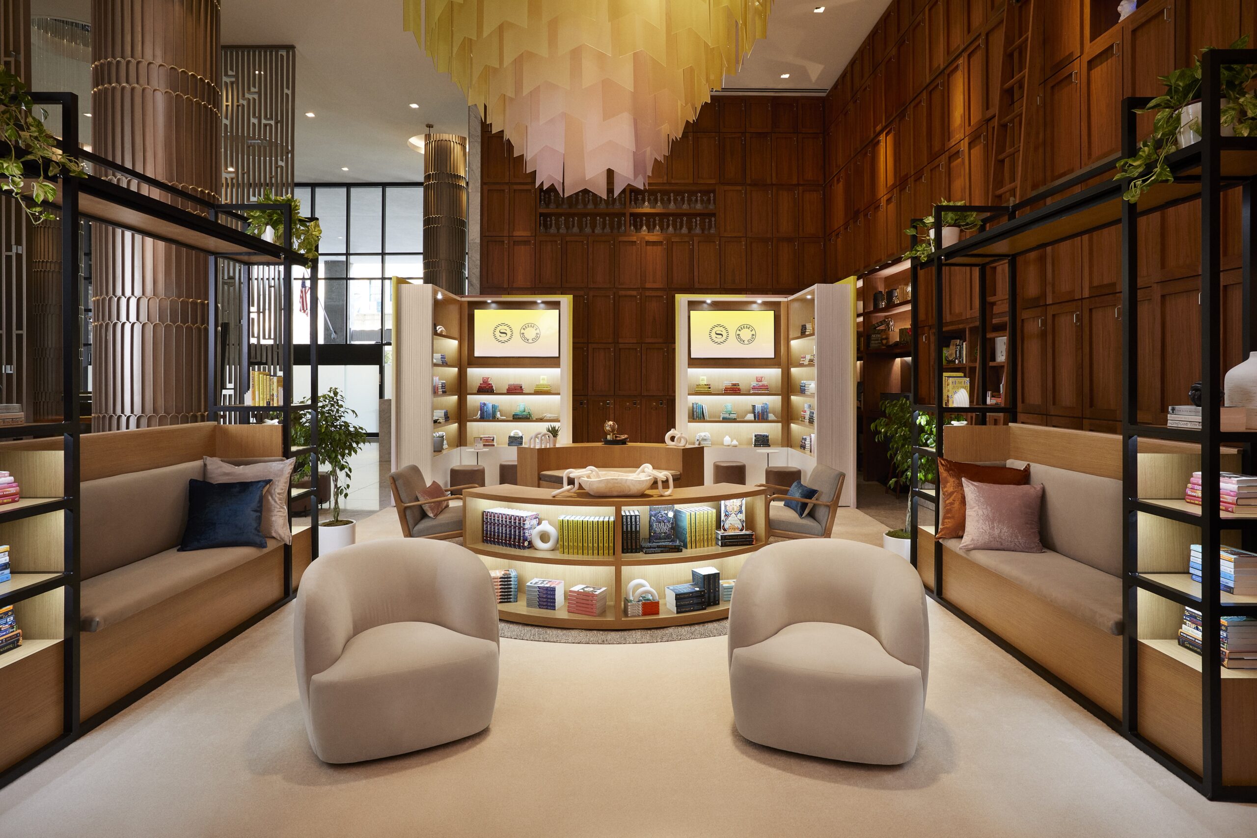 Photo of: Reese’s Book Club x Sheraton Lobby Library at Sheraton Grand Los Angeles // Marriott