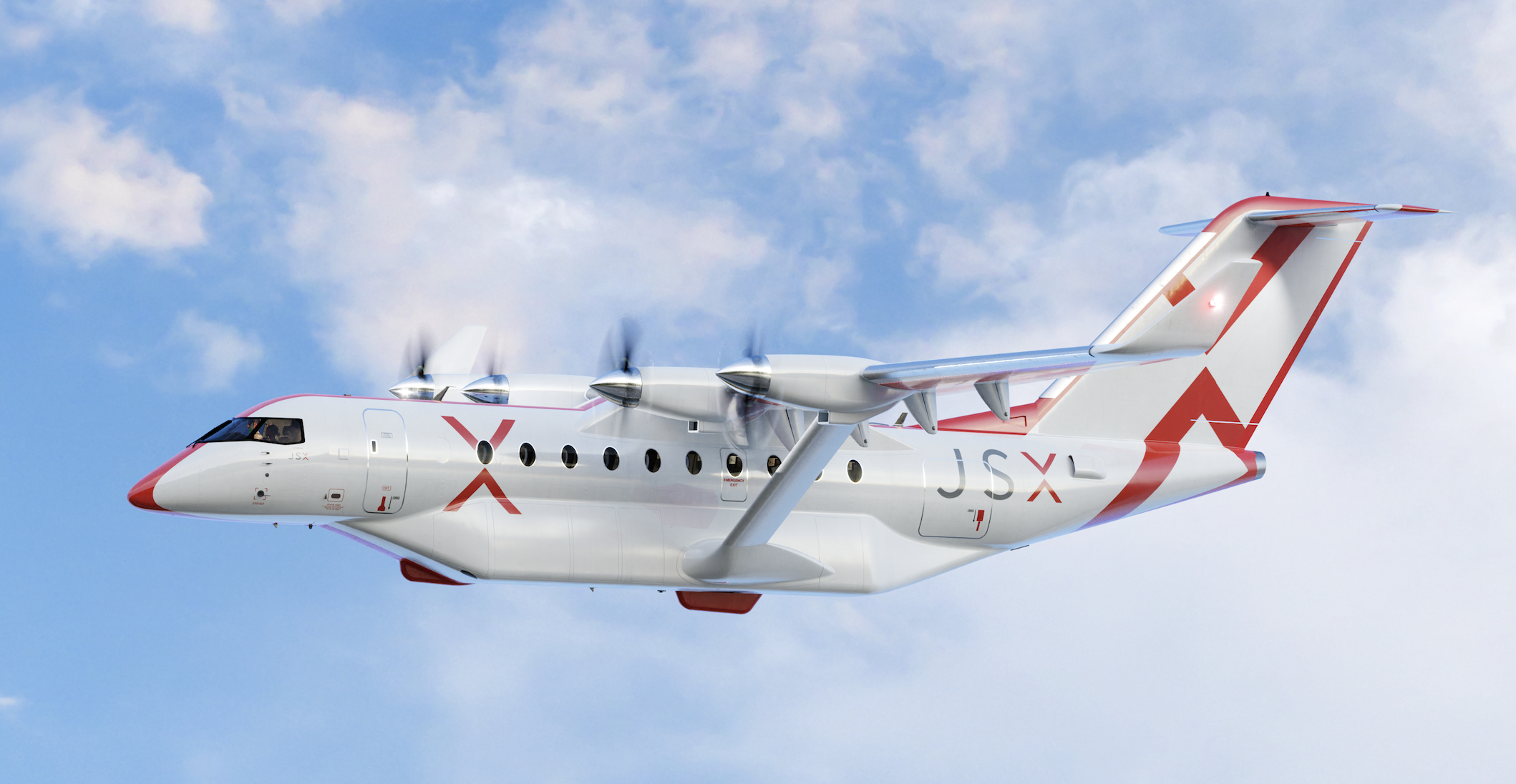 Photo of: Heart Aerospace ES-30 30-seat hybrid-electric aircraft in JSX livery // Business Wire