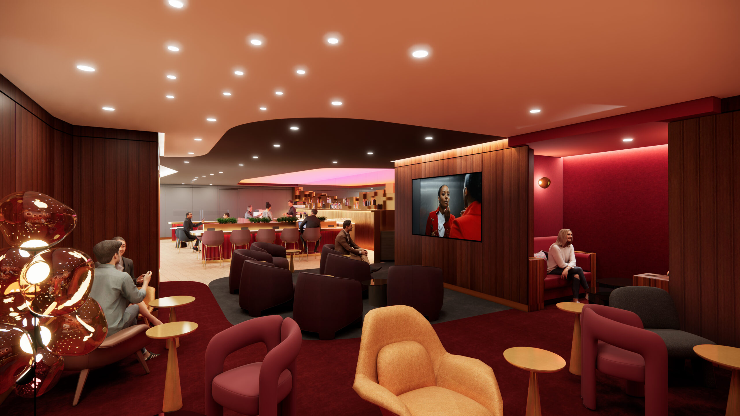 Photo of: Virgin Atlantic Clubhouse LAX Ruby Room // Virgin Atlantic